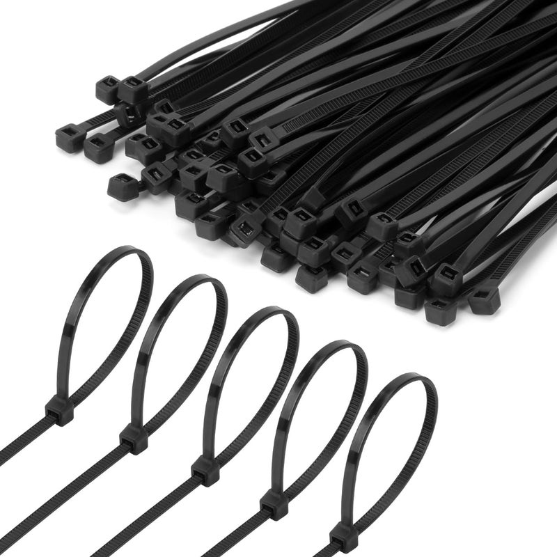 RAMPOW 8 Inch Black Zip Tie 1000 PCS, 40 Lbs - Small to Medium Zip Tie, Nylon PA66 UV Resistant Cable Tie Heavy Duty for Indoor and Outdoor Use - Ideal for bundling and securing objects - Image 1
